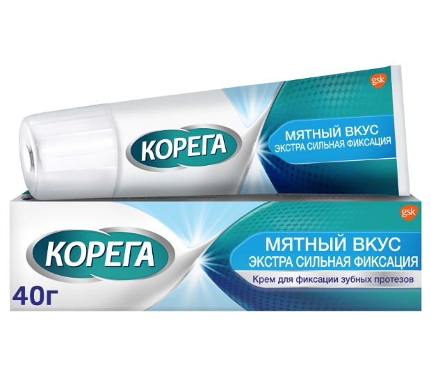 КОРЕГА КРЕМ Д/ФИКСАЦИИ ЗУБНЫХ ПРОТЕЗОВ ЭКСТРАСИЛЬНЫЙ МЯТНЫЙ 40МЛ