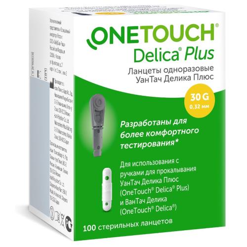 ЛАНЦЕТЫ УАН ТАЧ ДЕЛИКА ПЛЮС №100