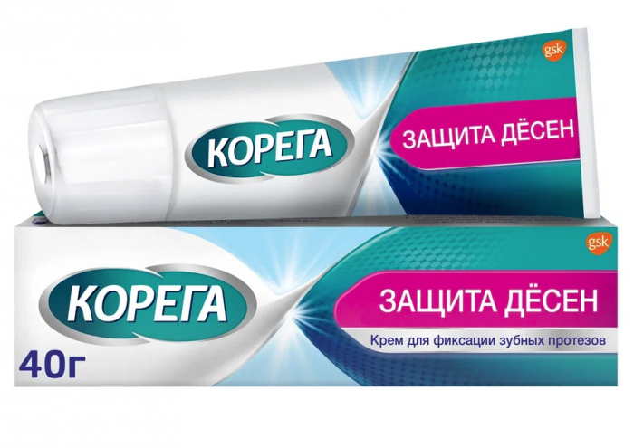 КОРЕГА КРЕМ Д/ФИКСАЦИИ ЗУБНЫХ ПРОТЕЗОВ ЗАЩИТА ДЕСЕН 40Г