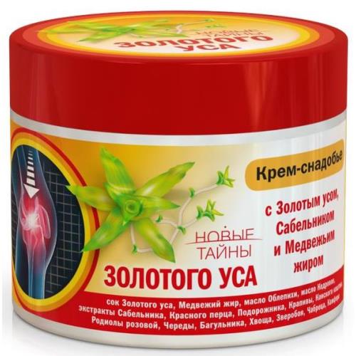 НОВЫЕ ТАЙНЫ ЗОЛОТОГО УСА КРЕМ-СНАДОБЬЕ Д/ТЕЛА САБЕЛЬНИК/МЕДВЕЖ ЖИР СУСТАВЫ И ОТЛОЖ СОЛЕЙ 300МЛ