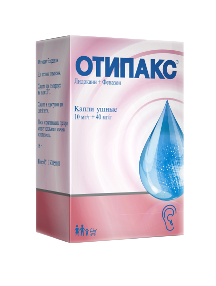 ОТИПАКС КАПЛИ УШНЫЕ 10МГ/Г+40МГ/Г ФЛ 16Г