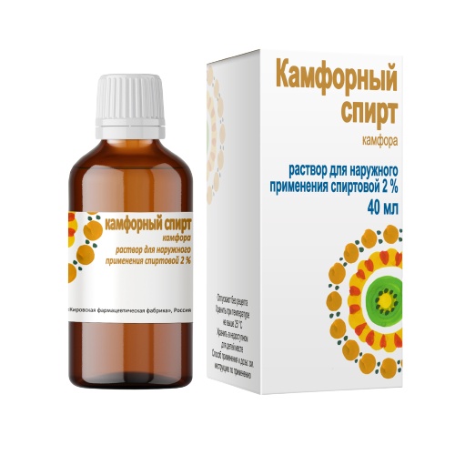 КАМФОРНЫЙ СПИРТ 2% Р-Р НАРУЖ 40МЛ ФЛ