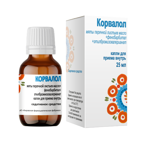 КОРВАЛОЛ КАПЛИ ВНУТРЬ ФЛ/КАП 25МЛ