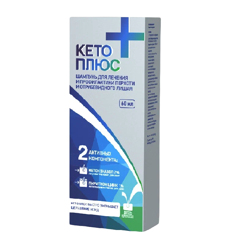 КЕТО ПЛЮС ШАМПУНЬ ОТ ПЕРХОТИ И СЕБОРЕЙНОГО ДЕРМАТИТА 60МЛ