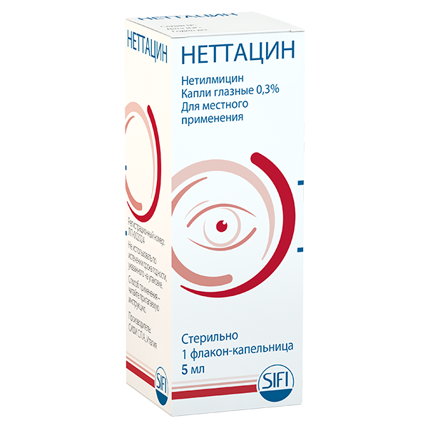 НЕТТАЦИН КАПЛИ ГЛАЗНЫЕ 0,3% 5МЛ №1
