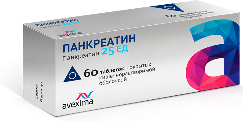ПАНКРЕАТИН ТАБ П/О К/Р 25ЕД №60