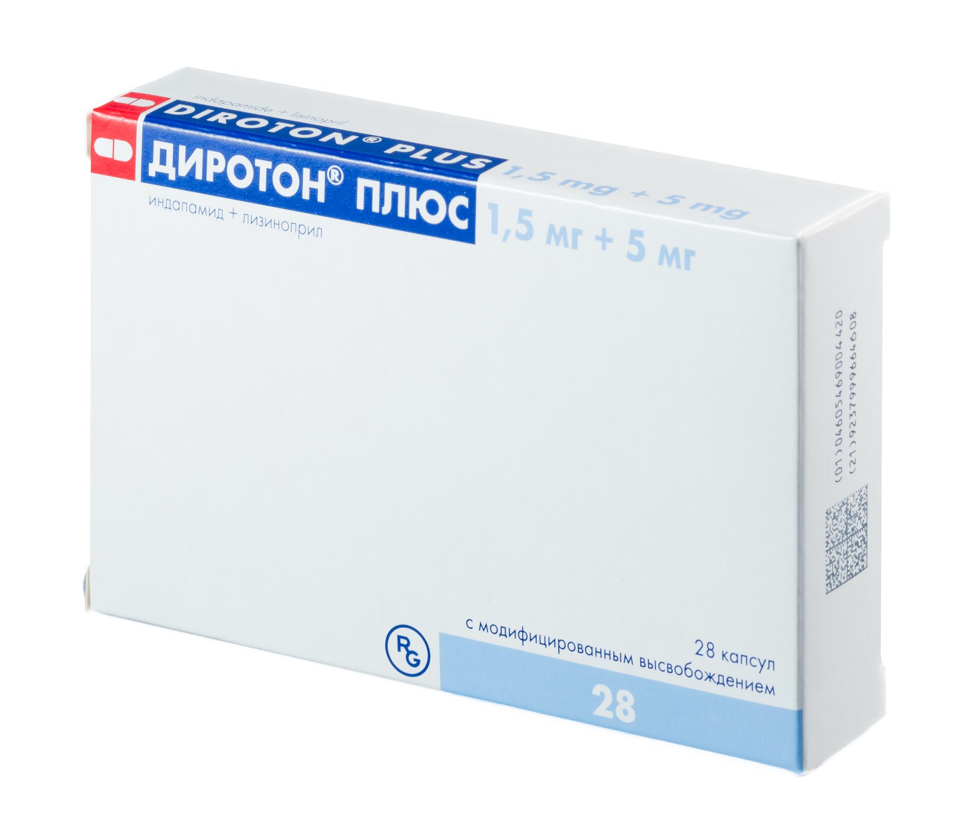 ДИРОТОН ПЛЮС КАПС МВ 1,5МГ+5МГ №28