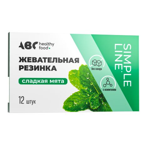 АВС ХЭЛСИ ФУД ЖЕВАТЕЛЬНАЯ РЕЗИНКА Б/САХАРА СЛАДКАЯ МЯТА БЛИСТЕР 16Г