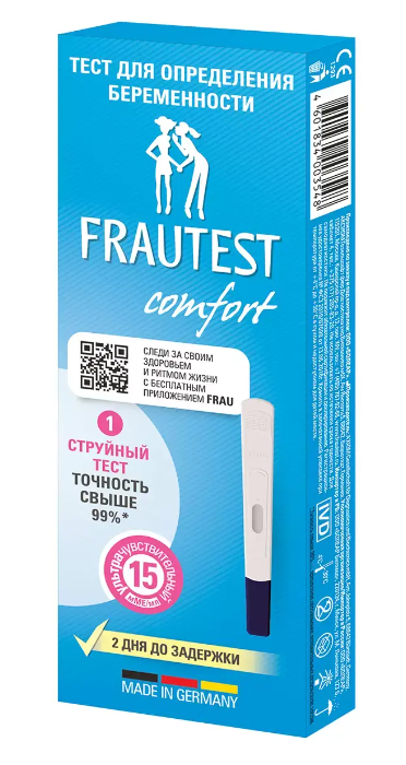 ТЕСТ Д/ОПРЕДЕЛЕНИЯ БЕРЕМЕННОСТИ ФРАУТЕСТ КОМФОРТ В КАССЕТЕ-ДЕРЖАТЕЛЕ С КОЛПАЧКОМ №1