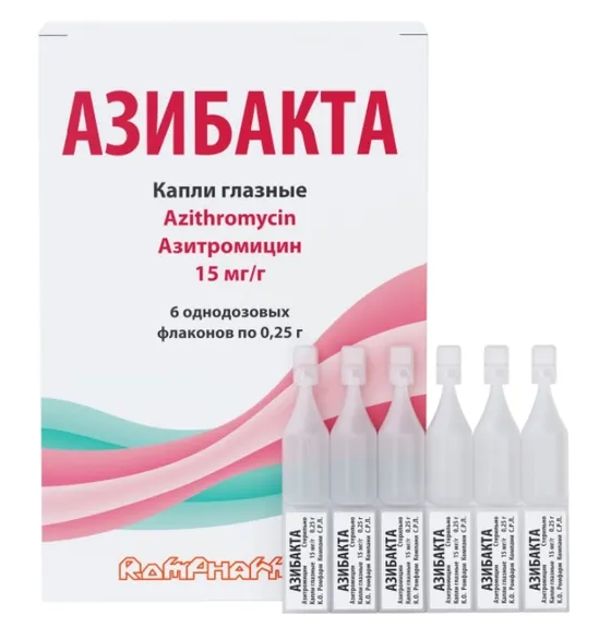 АЗИБАКТА КАПЛИ ГЛАЗНЫЕ 15МГ/МЛ 0,25Г №6
