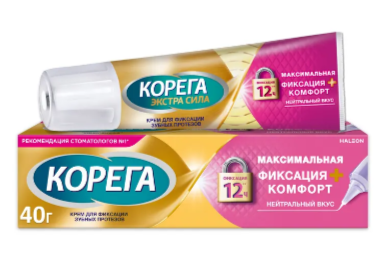 КОРЕГА КРЕМ Д/ФИКСАЦИИ ЗУБНЫХ ПРОТЕЗОВ МАКСИМАЛЬНАЯ ФИКСАЦИЯ/КОМФОРТ НЕЙТРАЛЬНЫЙ 40Г
