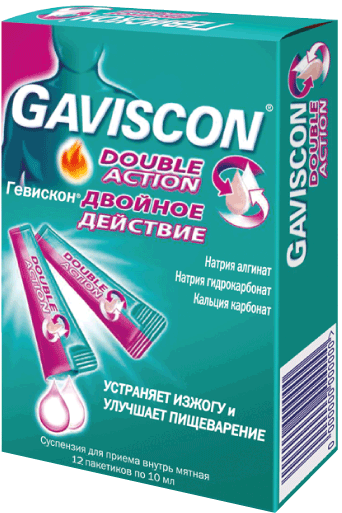 ГЕВИСКОН ДВОЙНОЕ ДЕЙСТВИЕ СУСП ВНУТРЬ МЯТА ПАК 10МЛ №12