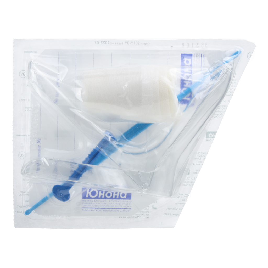 НАБОР ГИНЕКОЛ СТЕРИЛ ЮНОНА №3 ЗЕРКАЛО/ПЕРЧАТКИ/ПЕЛЕНКА/ЛОЖКА ФОЛЬКМАНА