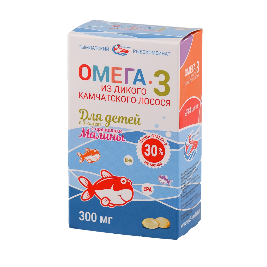 ОМЕГА-3 ИЗ ДИКОГО КАМЧАТСКОГО ЛОСОСЯ Д/ДЕТ 3Г+ КАПС МАЛИНА №84