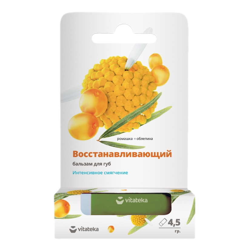ВИТАТЕКА БАЛЬЗАМ-ПОМАДА ДЛЯ ГУБ РОМАШКА/ОБЛЕПИХА 4,5Г