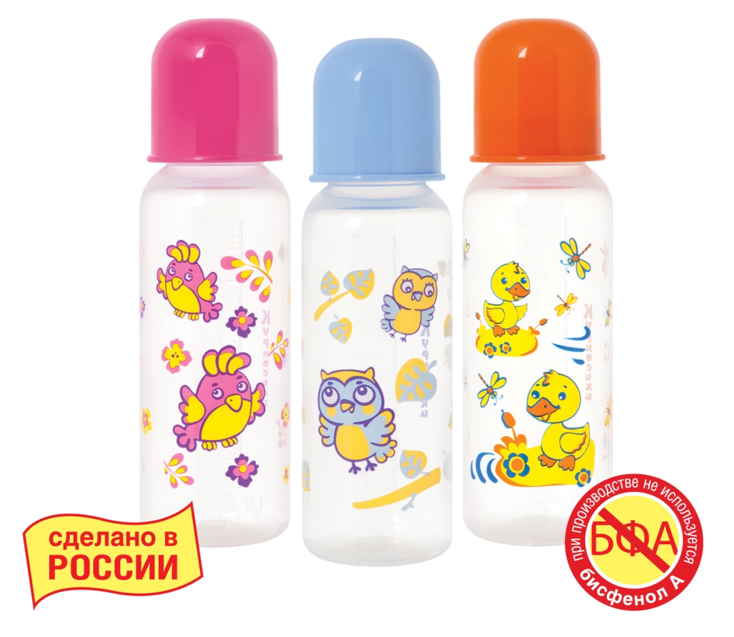 БУТЫЛОЧКА КУРНОСИКИ П/ПРОПИЛЕН ЛАТЕКС СОСКА ПТИЧКИ 250МЛ