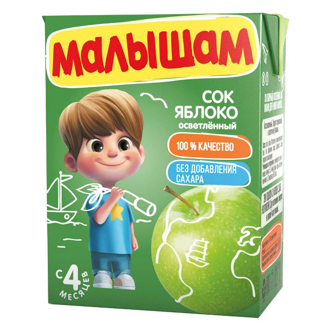 СОК МАЛЫШАМ ЯБЛОКО С 3М 200МЛ ОСВЕТЛЕННЫЙ БЕЗ САХАРА