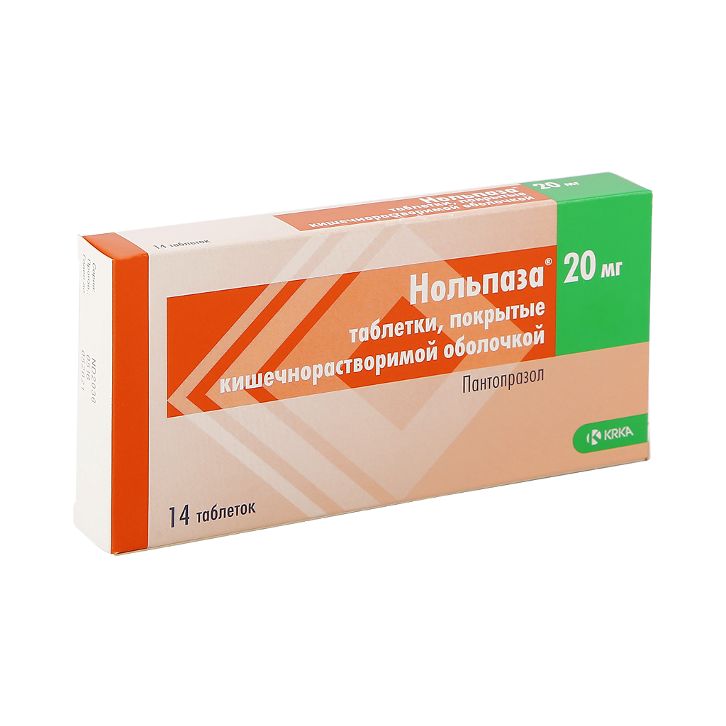 НОЛЬПАЗА ТАБ П/О К/Р 20МГ №14