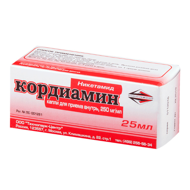 КОРДИАМИН КАПЛИ ВНУТРЬ 250МГ/МЛ 25МЛ