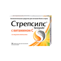 СТРЕПСИЛС ТАБ Д/РАСС С ВИТАМИНОМ С АПЕЛЬСИН №24