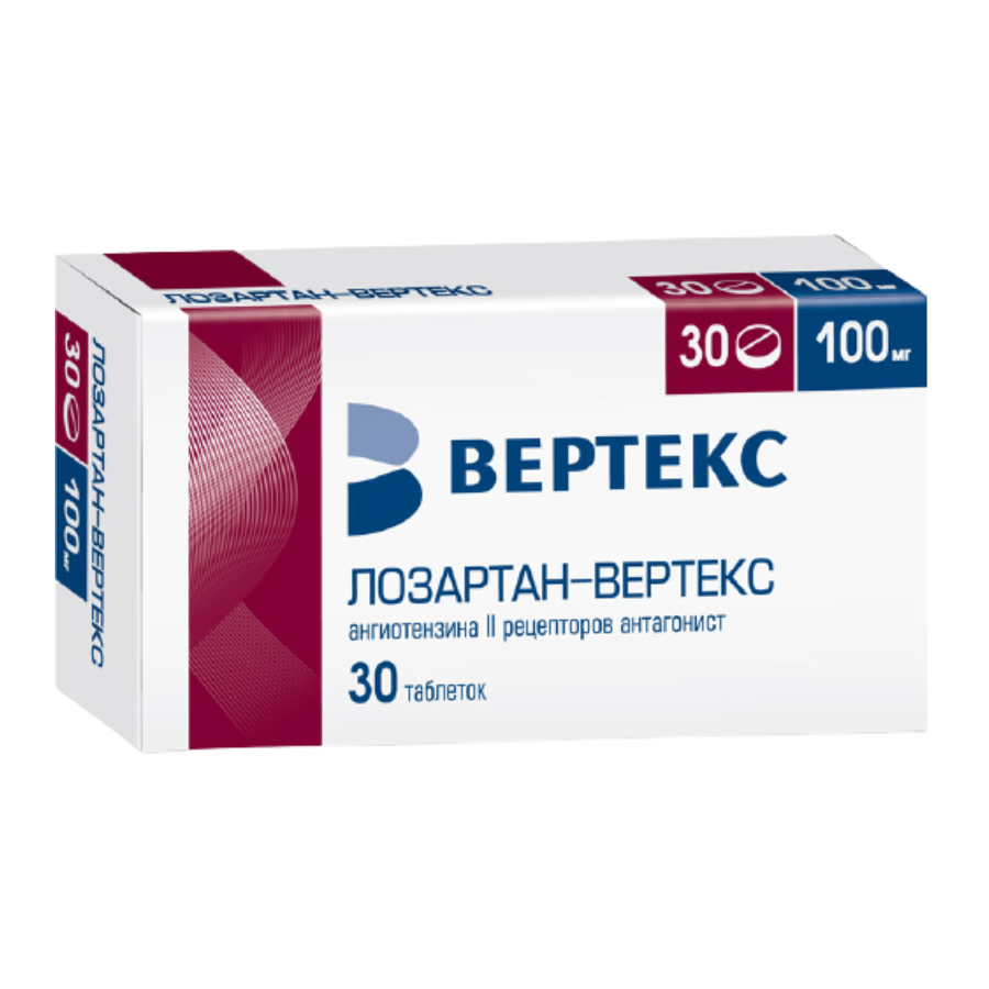 ЛОЗАРТАН ТАБ П/О 100МГ №30