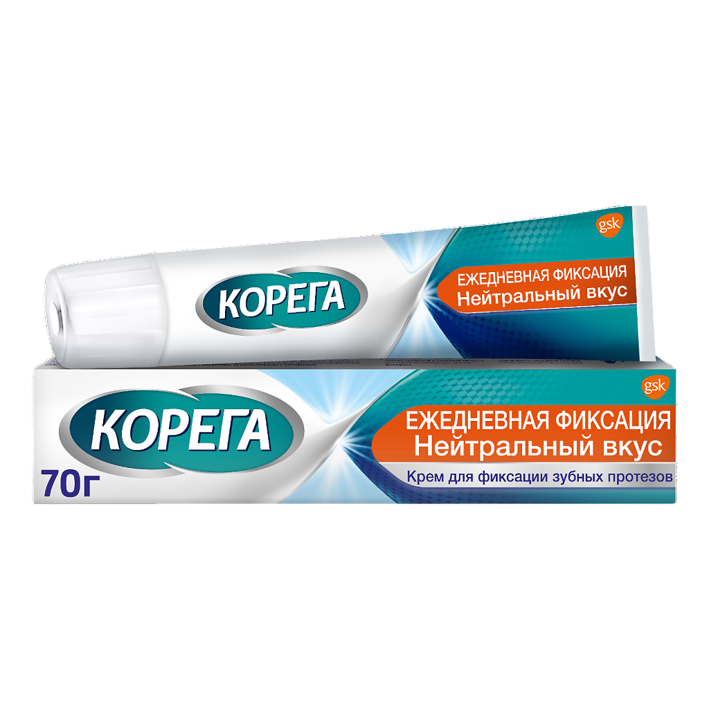КОРЕГА КРЕМ Д/ФИКСАЦИИ ЗУБНЫХ ПРОТЕЗОВ НЕЙТРАЛЬНЫЙ ВКУС 70Г