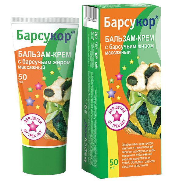 БАРСУКОР БАЛЬЗАМ-КРЕМ МАССАЖНЫЙ Д/ДЕТЕЙ ТУБА 50МЛ